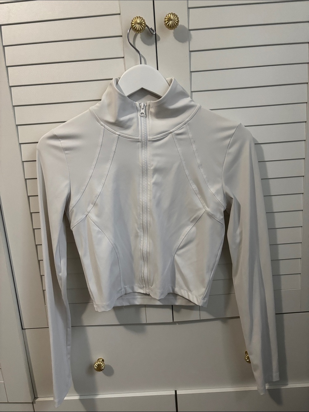 Forever 21 White Cropped Zip-Up Utility Jacket